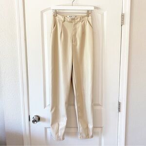 MISSGUIDED Cream Faux Leather Pants Size 4 Tall